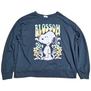 Peanuts Graphic Sweatshirt Women's Size XXL Dark Gray Snoopy Blossom Long Sleeve